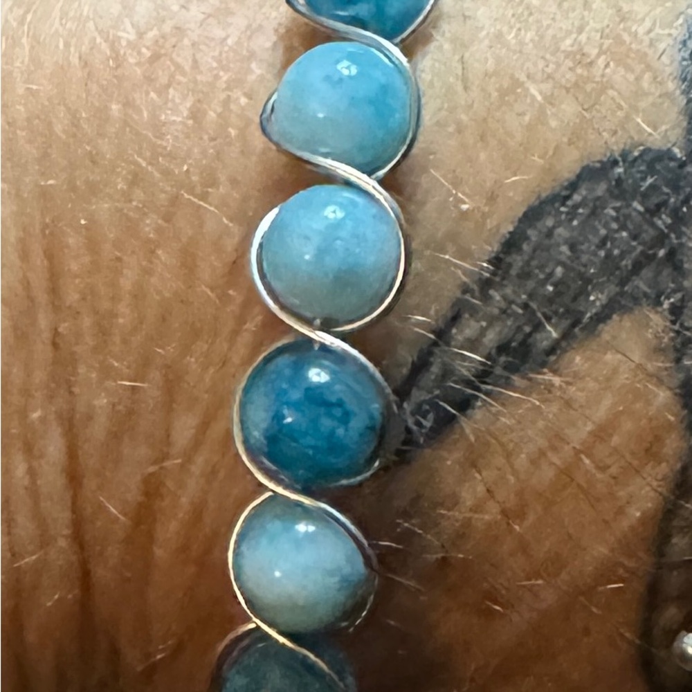 Genuine Larimar Beaded Goddess Bracelet